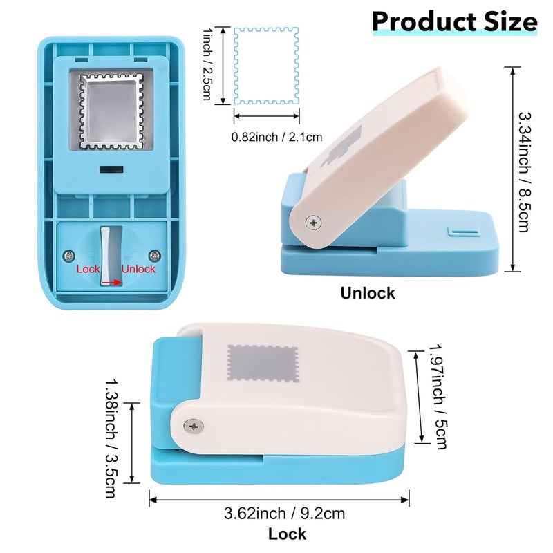 BAOFALI 1X0.8inch Rectangular Postage Stamp Punch, Scalloped Rectangle Lever Action Craft Punch for Paper Crafting Scrapbooking DIY Card Making Arts Crafts Supplies(Silver) - Image 2